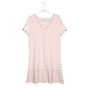 Ted Baker Maciiey Sweater Dress Soft Pink & Gold Size 8 Dropped Waist Mini EUC